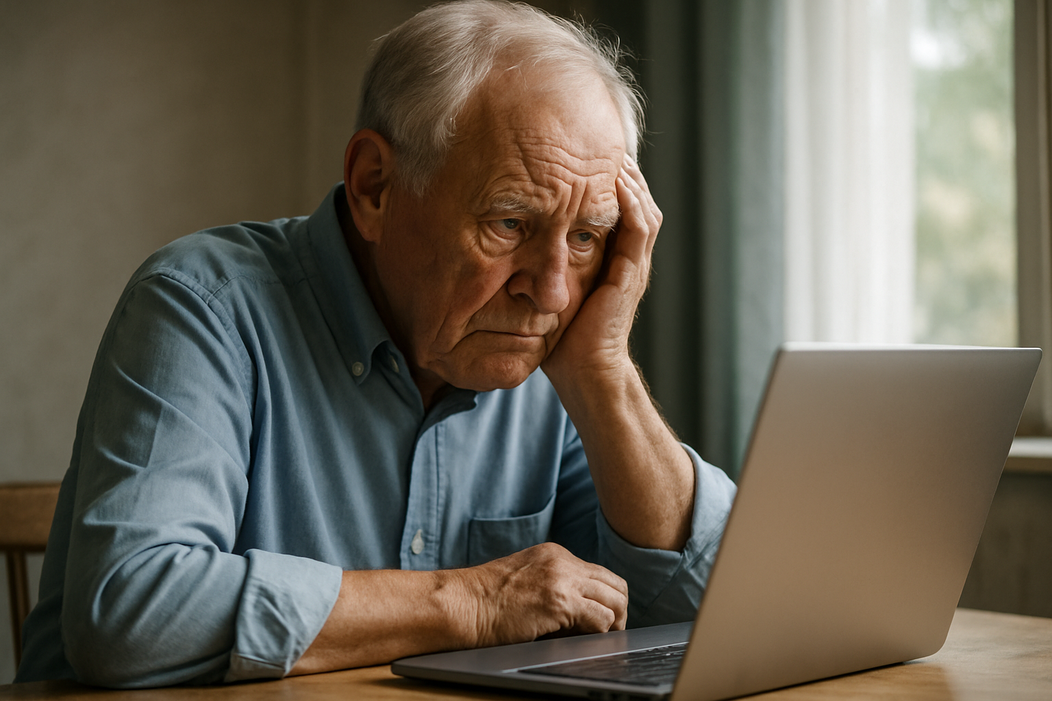 Older adult using a laptop